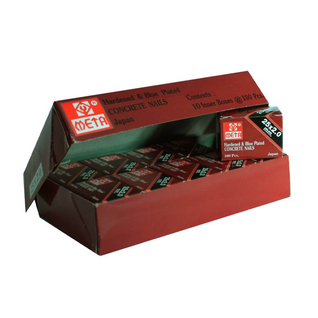 ตะปูคอนกรีตดำ META (กล่อง : 10 กล่องเล็ก)(ราคารวมแวท) มีความแข็ง ปลายแหลม รูปร่างคล้ายเข็ม ไม่งอง่าย