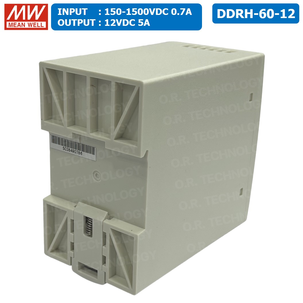 (1ชิ้น) MEAN WELL DDRH-60-12 12VDC 60W Ultra Wide Input DIN Rail Type DC-DC Converter (Input 150-1500V, Output 12V 5A) ตัวลดแรงดันไฟฟ้า ตัวแปลงแรงดันไฟฟ้า