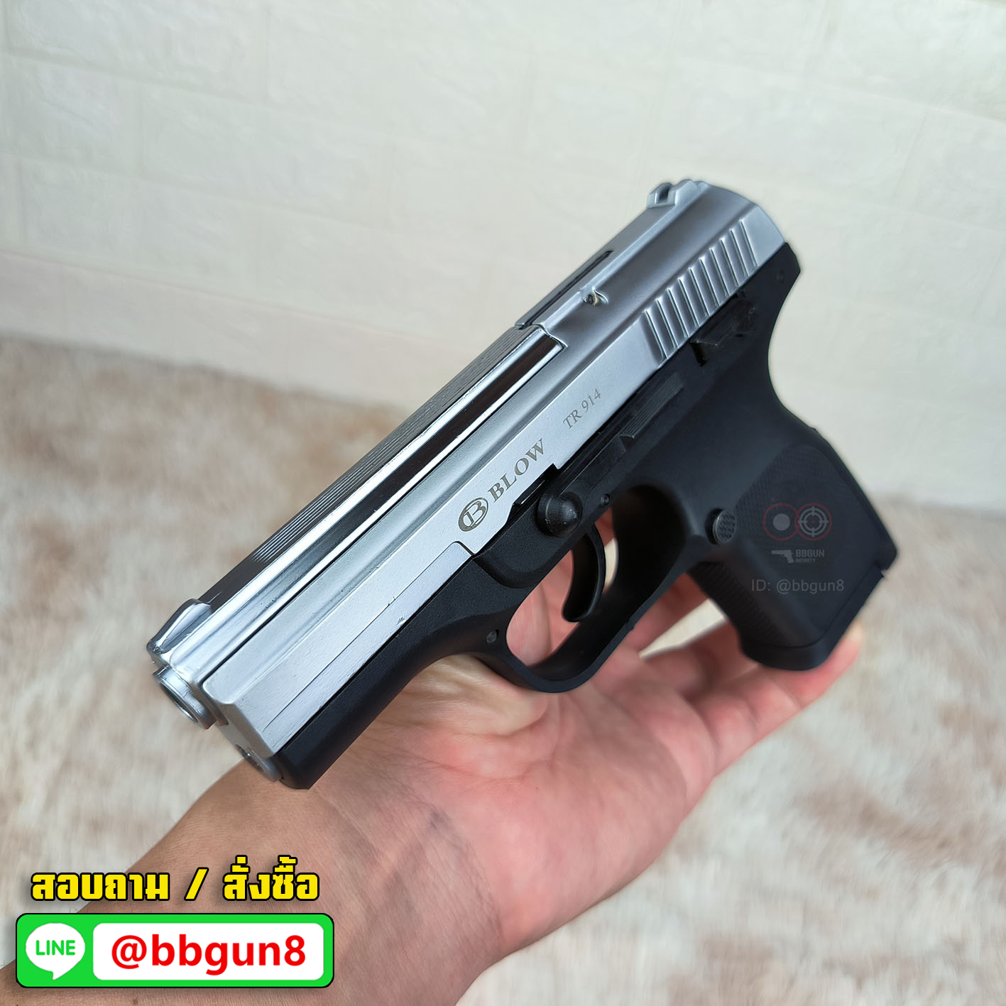 ปืนแบลงค์กัน Blow TR914 Auto blank gun สี เงินด้าน (แถมกล่องใส่ปืน)