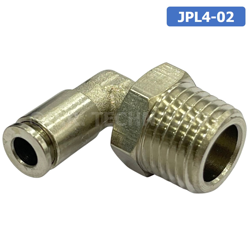 (1ชิ้น) JPL4-02 ข้อต่อลม เกลียวนอก งอ 90° สแตนเลส STAINLESS Male Thread Elbow Pipe Quick Fittings Connector ข้อต่อลมสแตนเลส ข้องอ