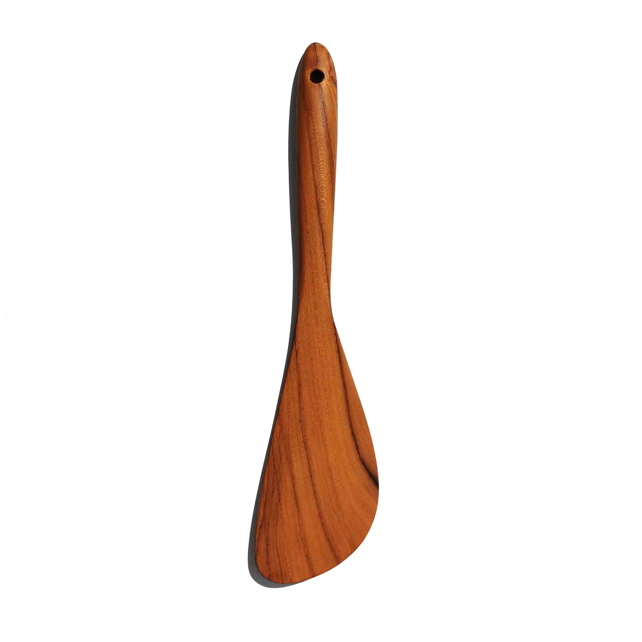 กูปรี ไม้พายไม้สัก ตะหลิวป้าน KOUPREY Natural Brown Teak Wood Round Bevelled Spatula Fish Flipping Frying Turner