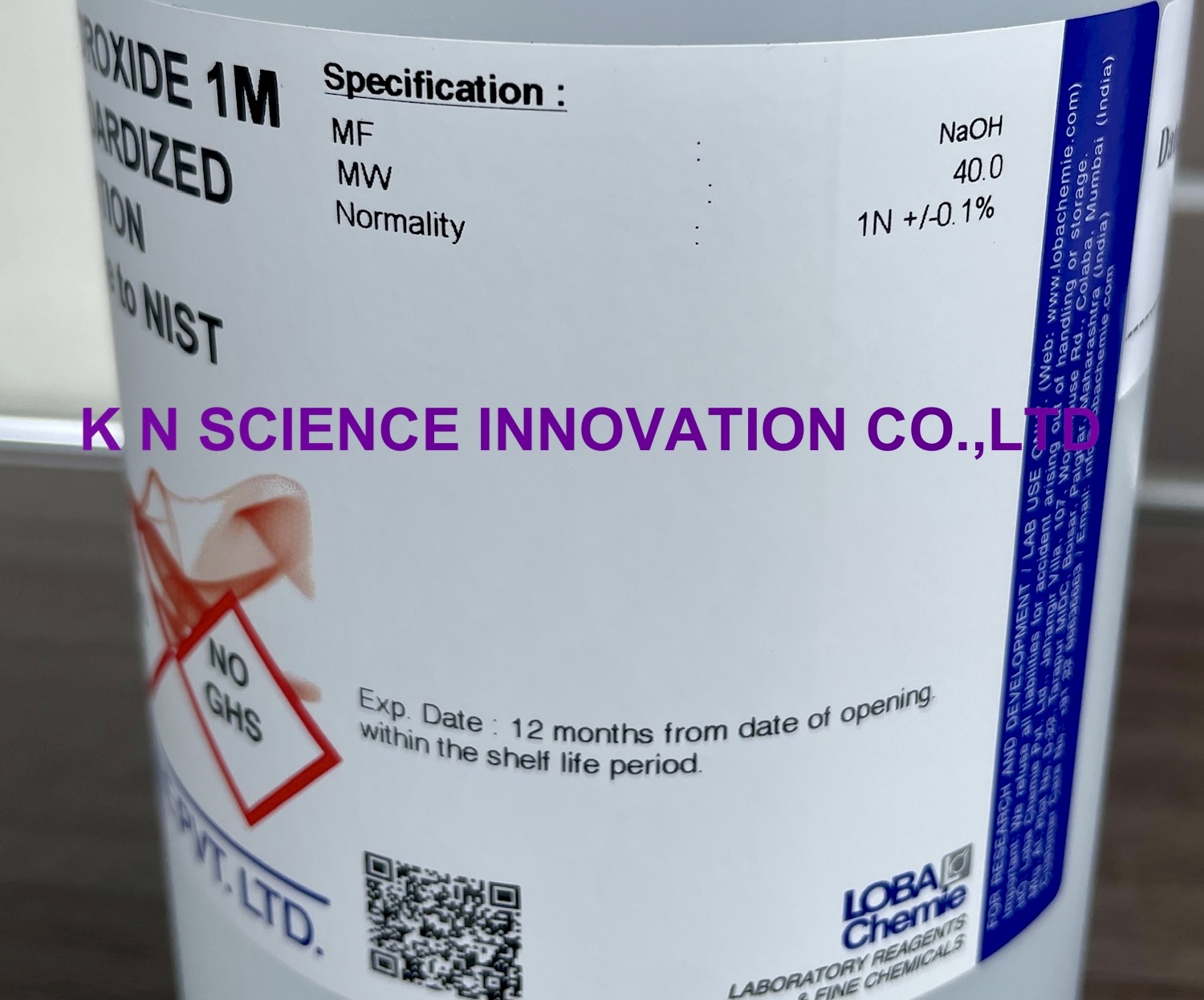 Sodium Hydroxide, 1M (1N), Standardized solution, Traceable to NIST ,1 L ,Loba R420E01000