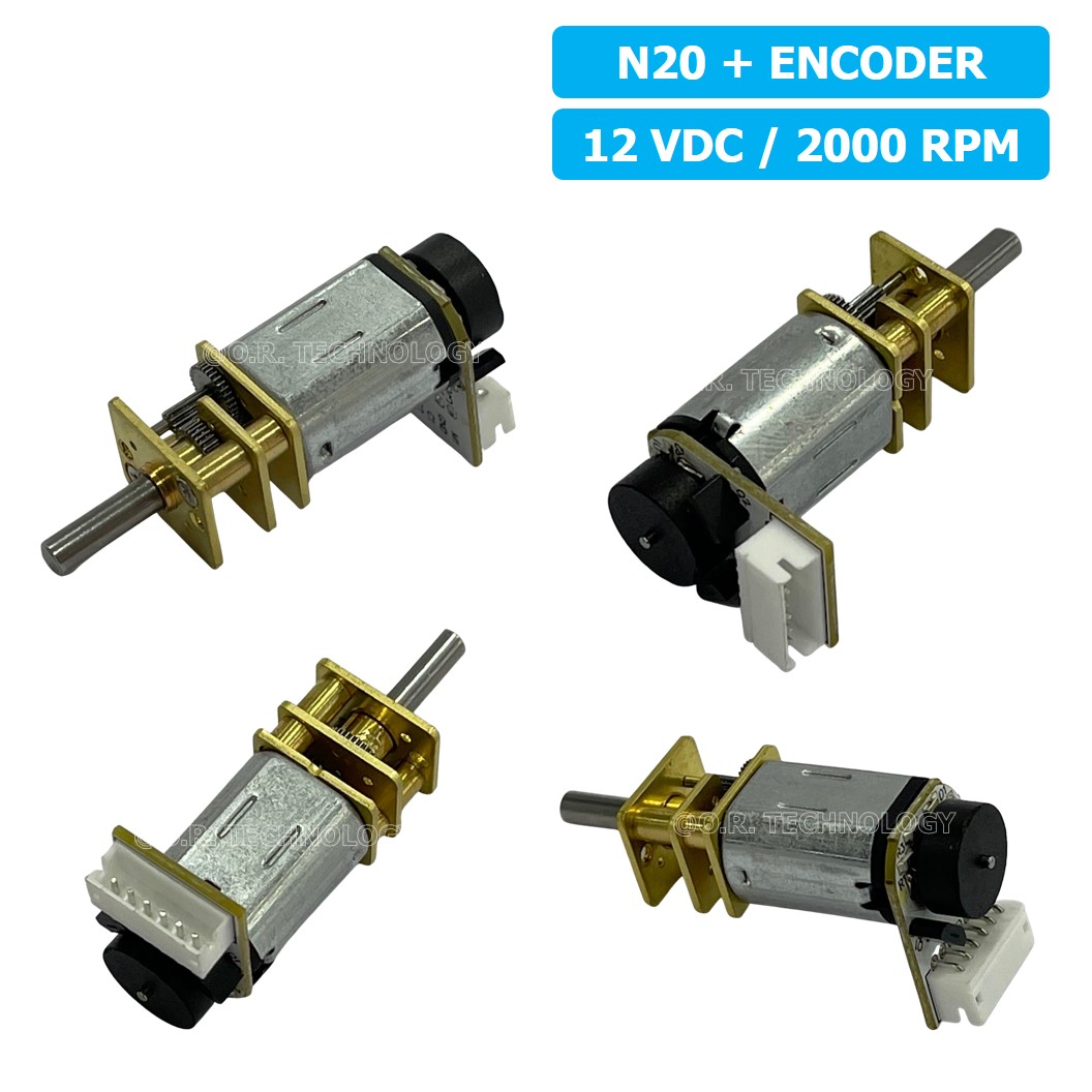 (1ชิ้น) JB339 มอเตอร์เกียร์ N20 12VDC 2000RPM พร้อม เอ็นโค้ดเดอร์ Micro Gear Motor DC with Encoder แกนขนาด 3mm D Shaft มอเตอร์ทดเฟือง GA12-N20 ไมโครมอเตอร์ มอเตอร์