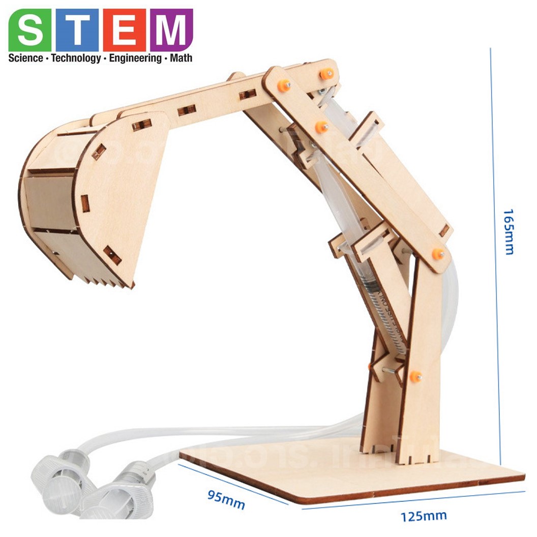 T-M81 ชุดประกอบไม้ มือขุด แขนกล ไฮดรอลิก Hydraulic Excavator Wooden Kit STEM Education ของเล่นเสริมทักษะ เสริมพัฒนาการ ชุดเรียนรู้ ชุดทดลอง