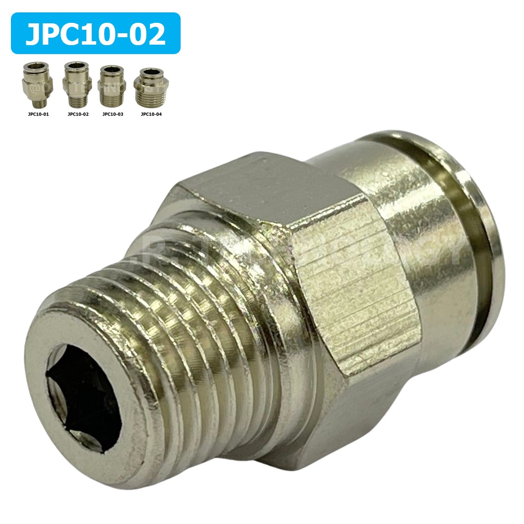 (1ชิ้น) JPC10-02 ข้อต่อลมสแตนเลสเกลียวนอก ข้อต่อลมเกลียวนอก ข้อต่อลม สแตนเลส STAINLESS Male Thread Straight Quick Connector Fitting