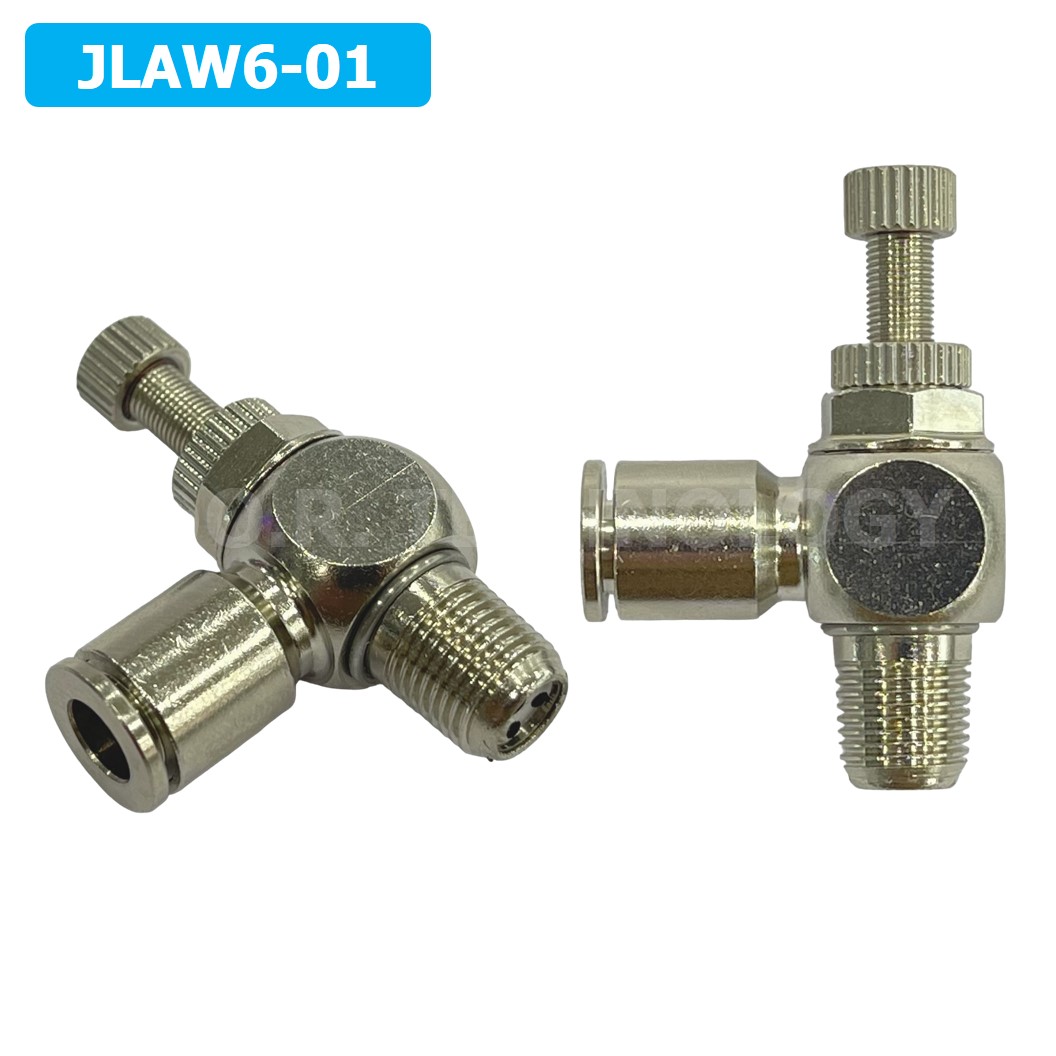 (1ชิ้น) JLAW6-01 ข้อต่อลมสแตนเลส ข้อต่อปรับลม งอ STAINLESS Air Flow Speed Controller ควบคุมความเร็วลม Speed Control valve JLAW JSL