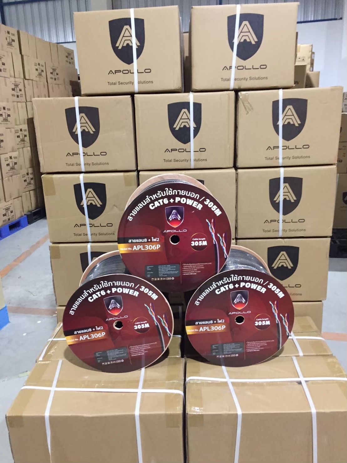 Apollo สายLAN CAT6 UTP รุ่น APL306P Lan+Power line 305m.
