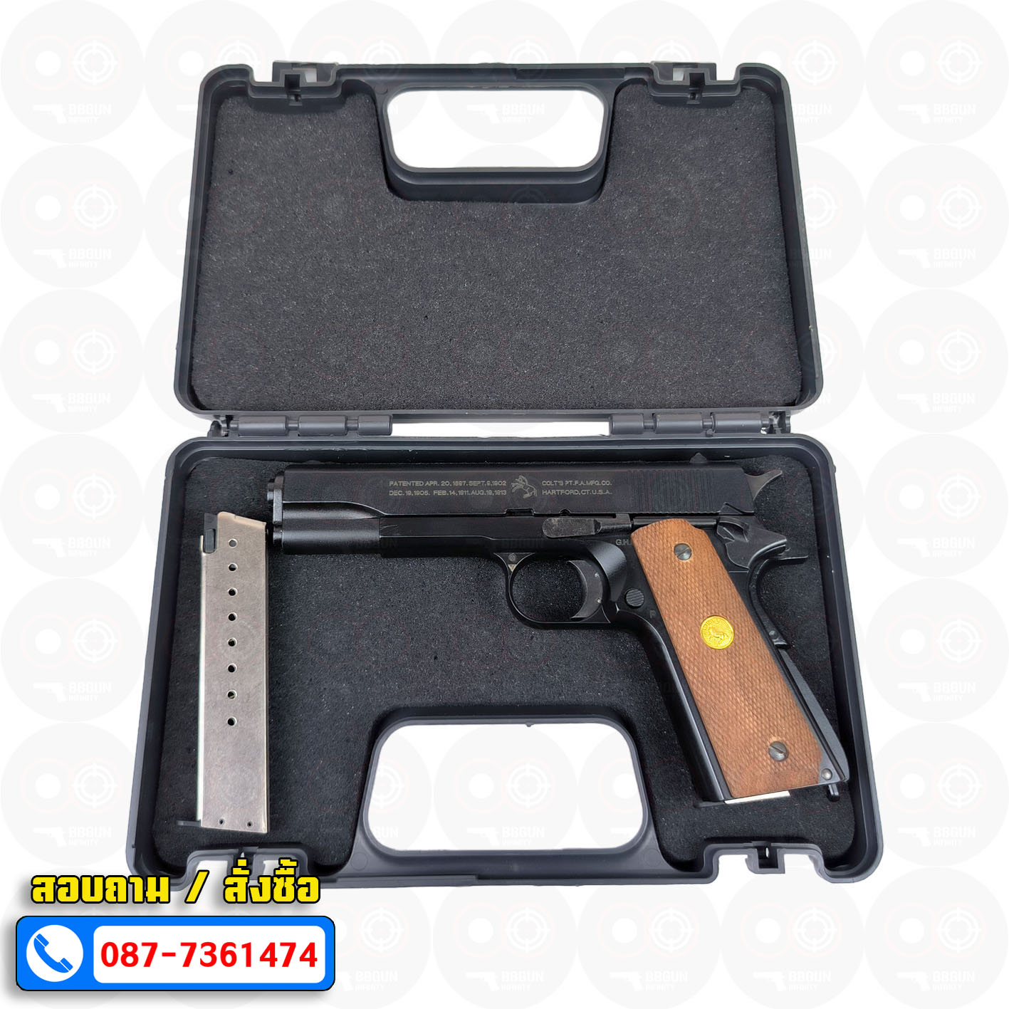 แบลงค์กัน AKSA Colt 1911 A1 100 Years สีดำ กริปไม้ (2 แม็กกาซีน) BLANK GUN