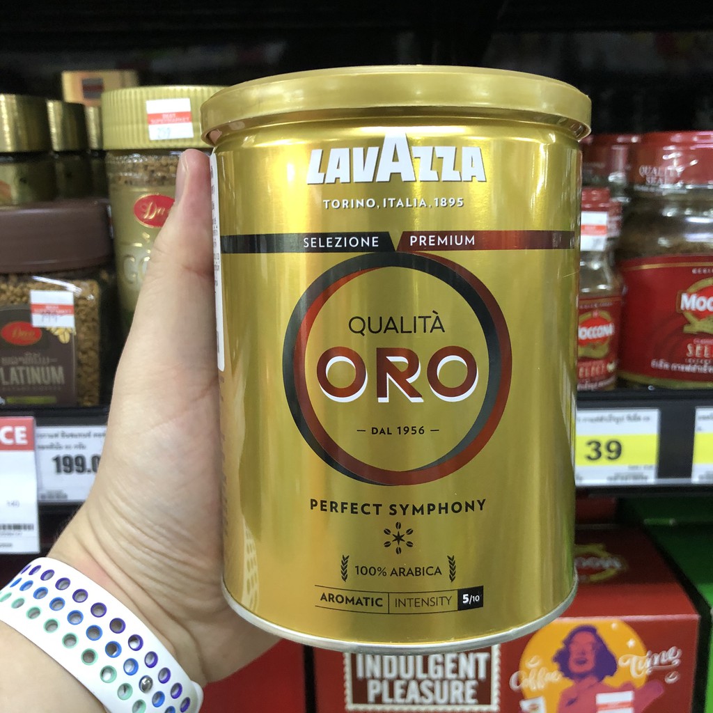 ลาวาซซา ควอลิตา ออโร 100% อาราบิก้า เมล็ดกาแฟแท้คั่วบด 250 ก. Lavazza Qualita Oro Ground Coffee 250 g. 8000070020580