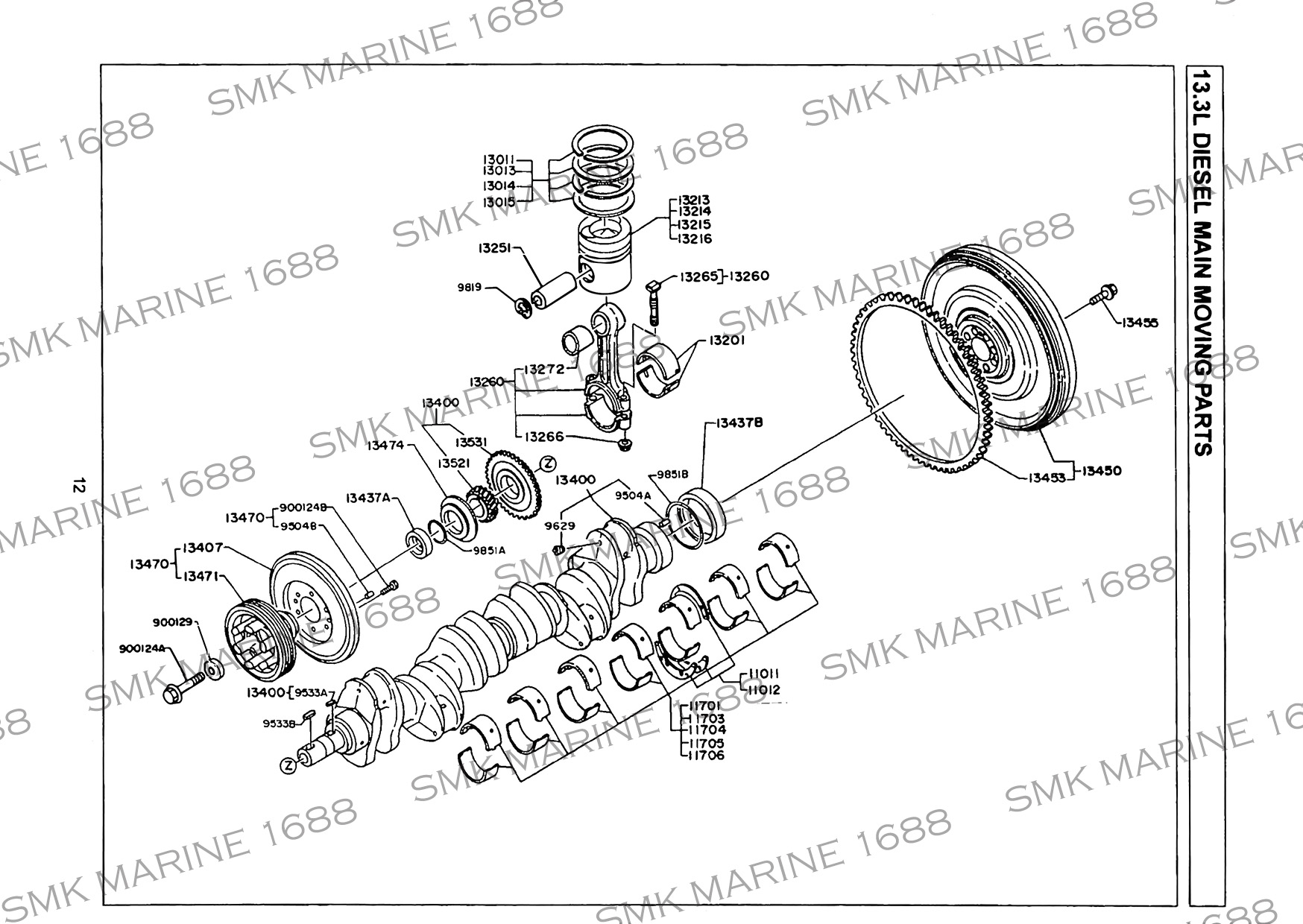 HINO EK100 900124218 Crankshaft Front Pulley Bolt / สกรูมู่เล่ย์หน้า