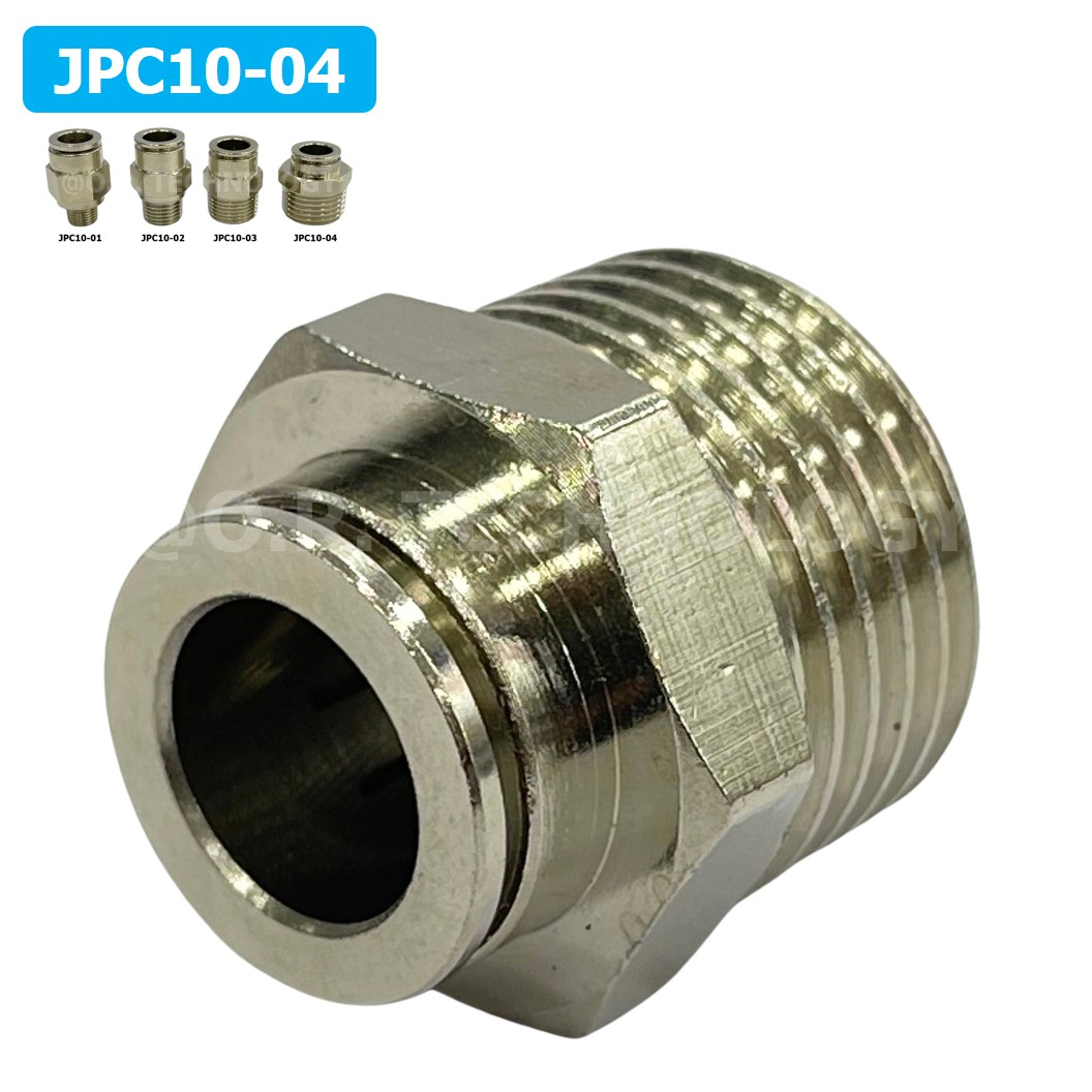(1ชิ้น) JPC10-04 ข้อต่อลมสแตนเลสเกลียวนอก ข้อต่อลมเกลียวนอก ข้อต่อลม สแตนเลส STAINLESS Male Thread Straight Quick Connector Fitting