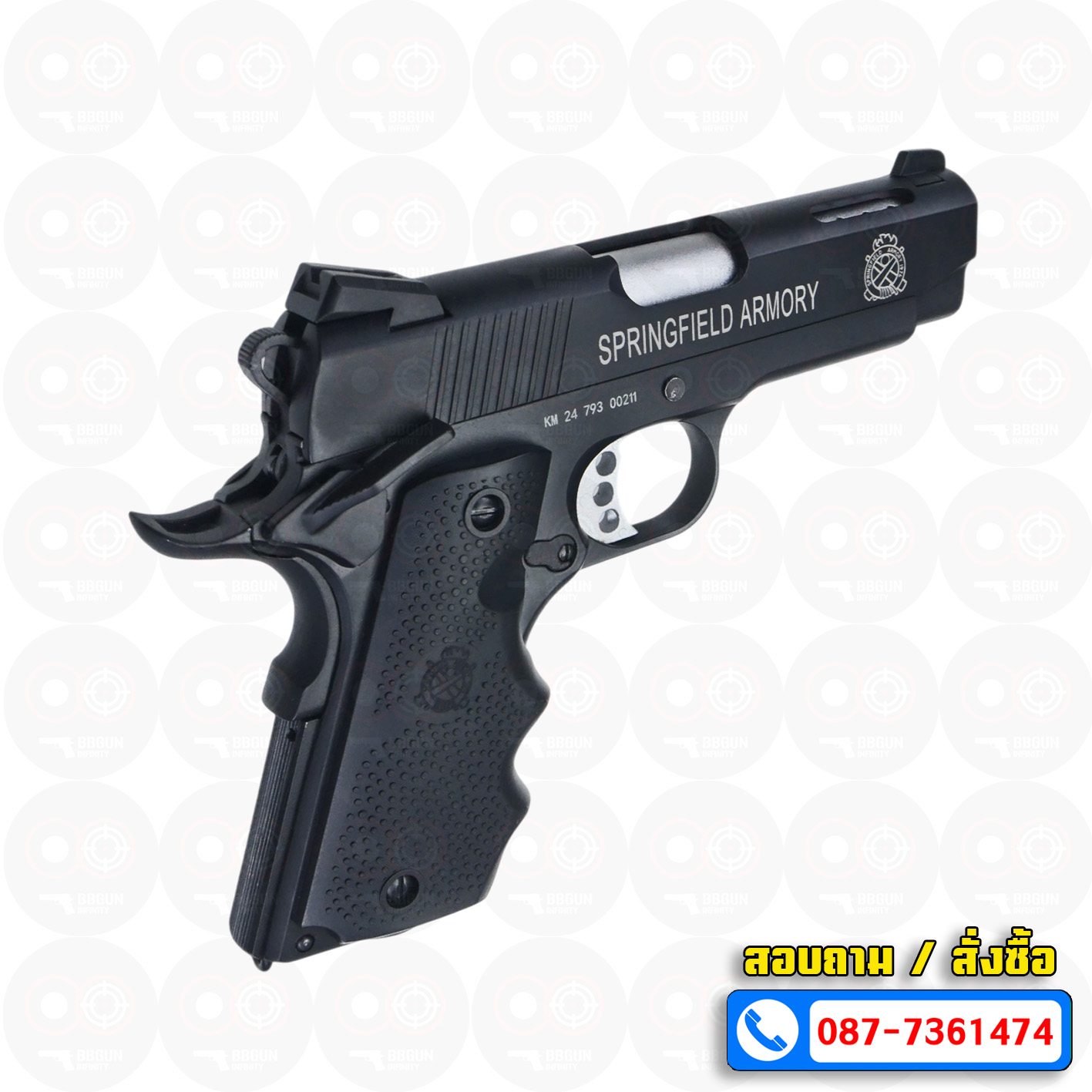 บีบีกันอัดแก๊ส Double Bell 793 BK Springfield V10 Ultra Compact 1911 สีดำ BB GUN