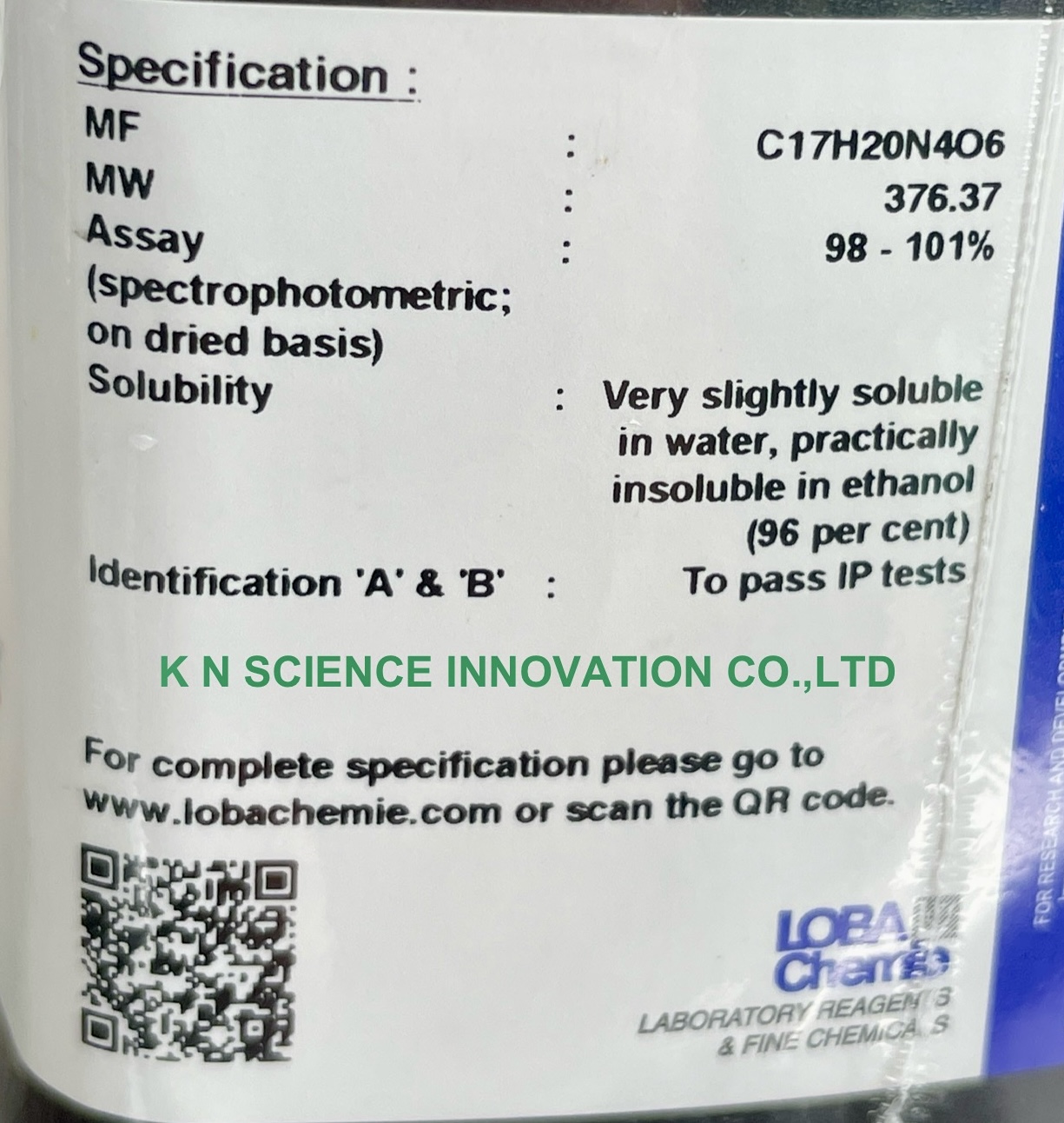 Riboflavin (Vitamin B2), For biochemistry , 25 g ,Loba 0558000025