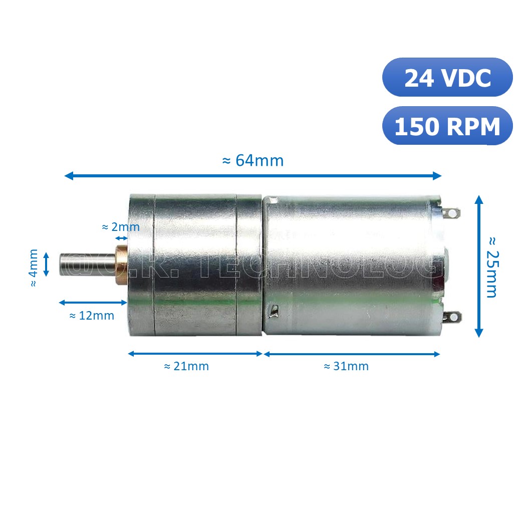 (1ชิ้น) JB370 มอเตอร์ มอเตอร์เกียร์ มอเตอร์อเนกประสงค์ 25GA-370 24VDC 150RPM DC Gear Motor (Shaft D, 4mm)