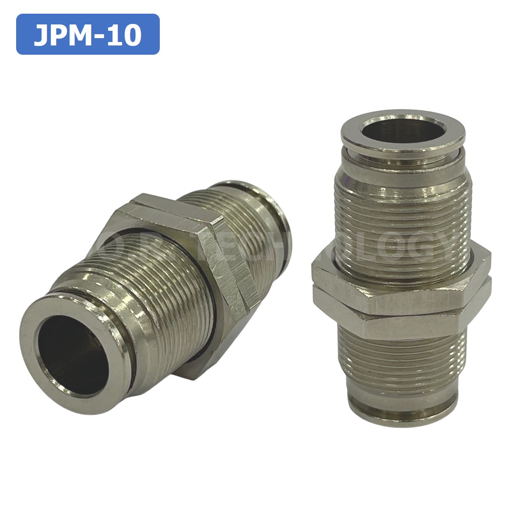 (1ชิ้น) JPM-10 ข้อต่อลม สแตนเลส 2ทาง เกลียวนอก STAINLESS 2 Way Bulkhead Union JPM Pneumatic Air Connector Fitting ข้อต่อลมสแตนเลส สำหรับ สายลม 10x6.5mm
