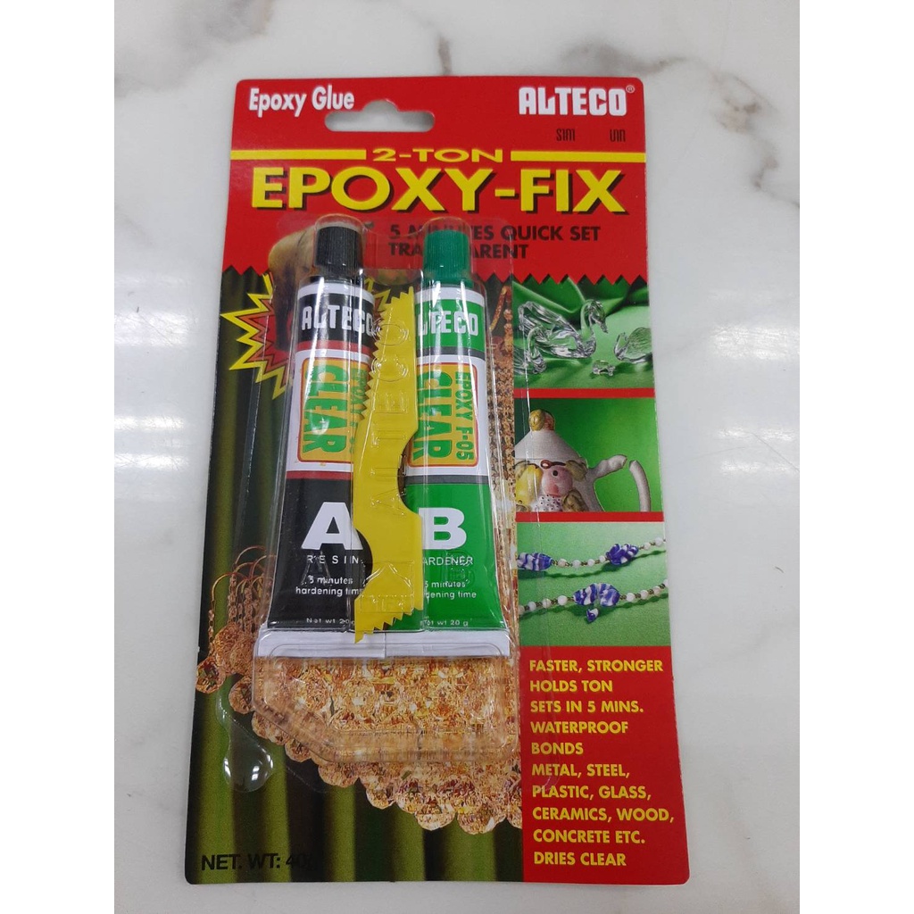 กาวติดเหล็กหลอดคู่ ALTECO F-05 ขนาด 40 g.(สีใส) (ราคารวมแวท) กาวซีเมนต์เหล็ก กาวปะเหล็ก {2000627103}