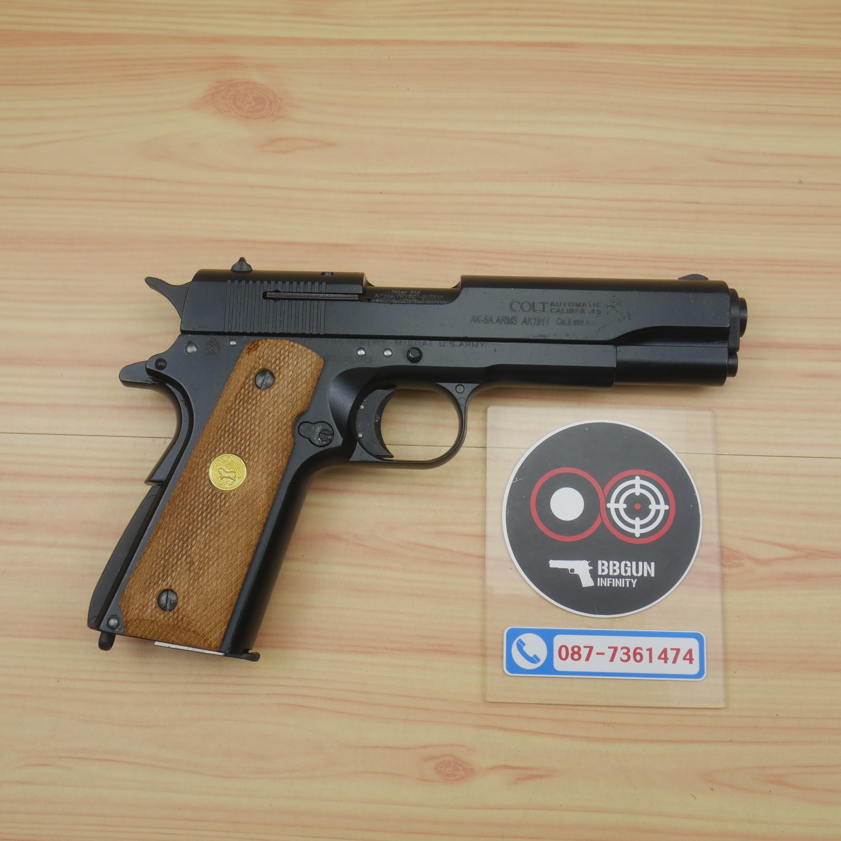 แบลงค์กัน AKSA Colt MK IV/SERIES ' 70 1911 สีดำ กริปไม้ (2 แม็กกาซีน) BLANK GUN