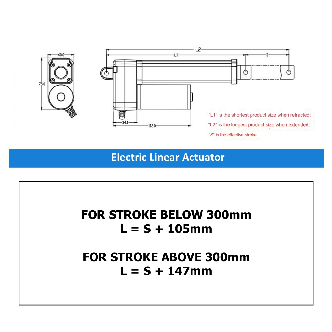 CLB 12VDC 7mm/s มอเตอร์ก้านชัก มอเตอร์แกนชัก ระยะชัก 50-500mm 1500N Electric Linear Actuator Low Noise เสียงรบกวนน้อย พัตเตอร์ไฟฟ้า Putter DC 12V มอเตอร์เชิงเส้น