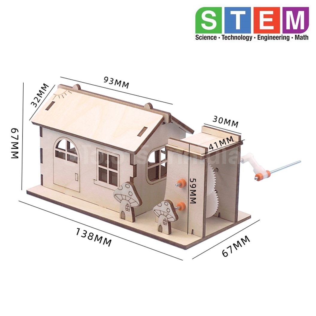 T-M30 ชุดประกอบไม้ โรงผลิตไฟฟ้า มือหมุน Hand Power Generation Cabin Wooden Kit STEM Education ของเล่นเสริมทักษะ เสริมพัฒนาการ