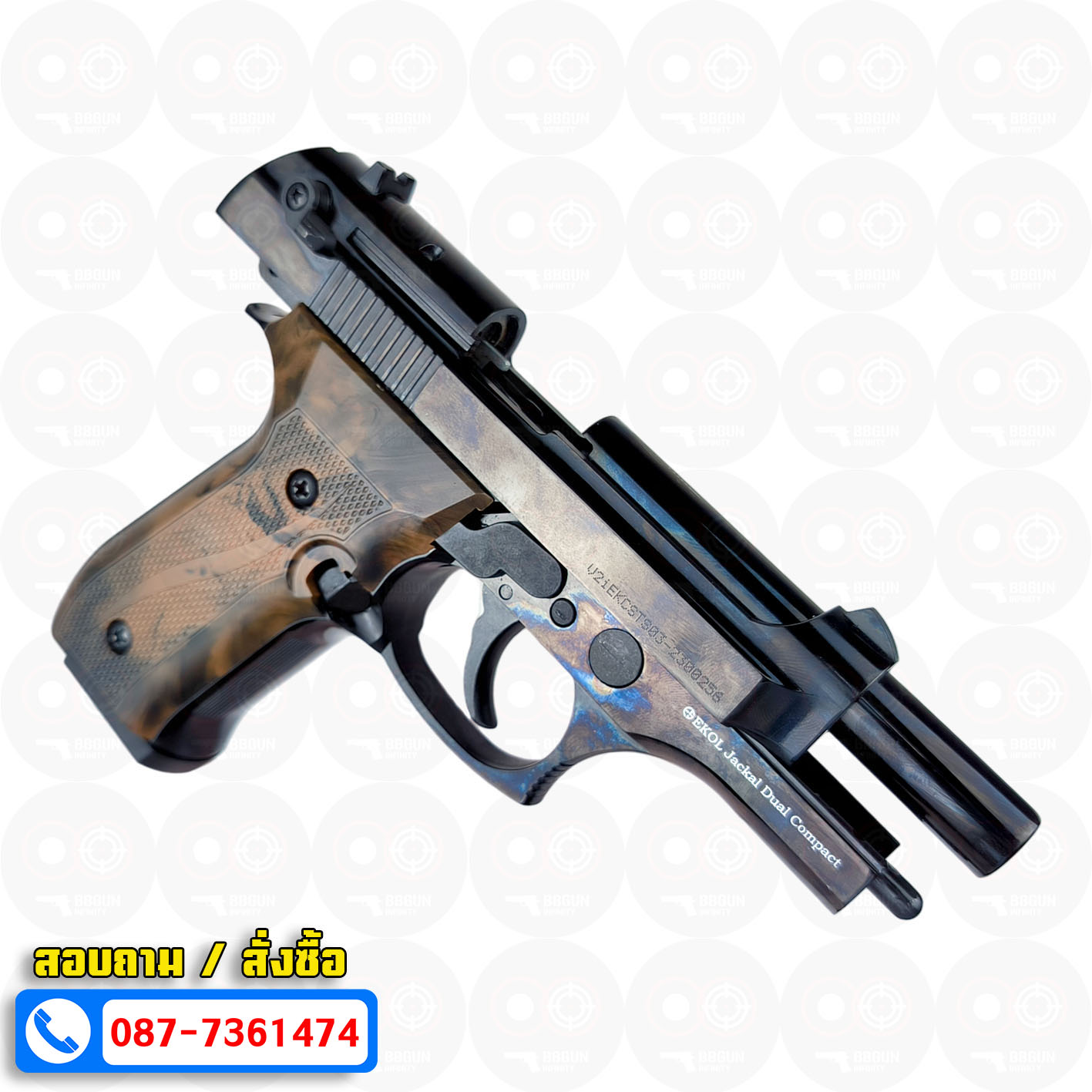 แบลงค์กัน Ekol Jackal Dual Compact 4" สีดำ Full Auto blankgun (แถมกล่องใส่ปืน แม็กกาซีน 2 อัน)