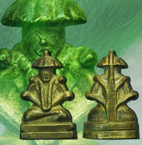 *37583 พระกริ่งอุปคุตเขมร เนื้อสัมฤทธิ์ กริ่งดัง ก้นอุดทองแดง ไม่ทราบที่และปีสร้าง 8