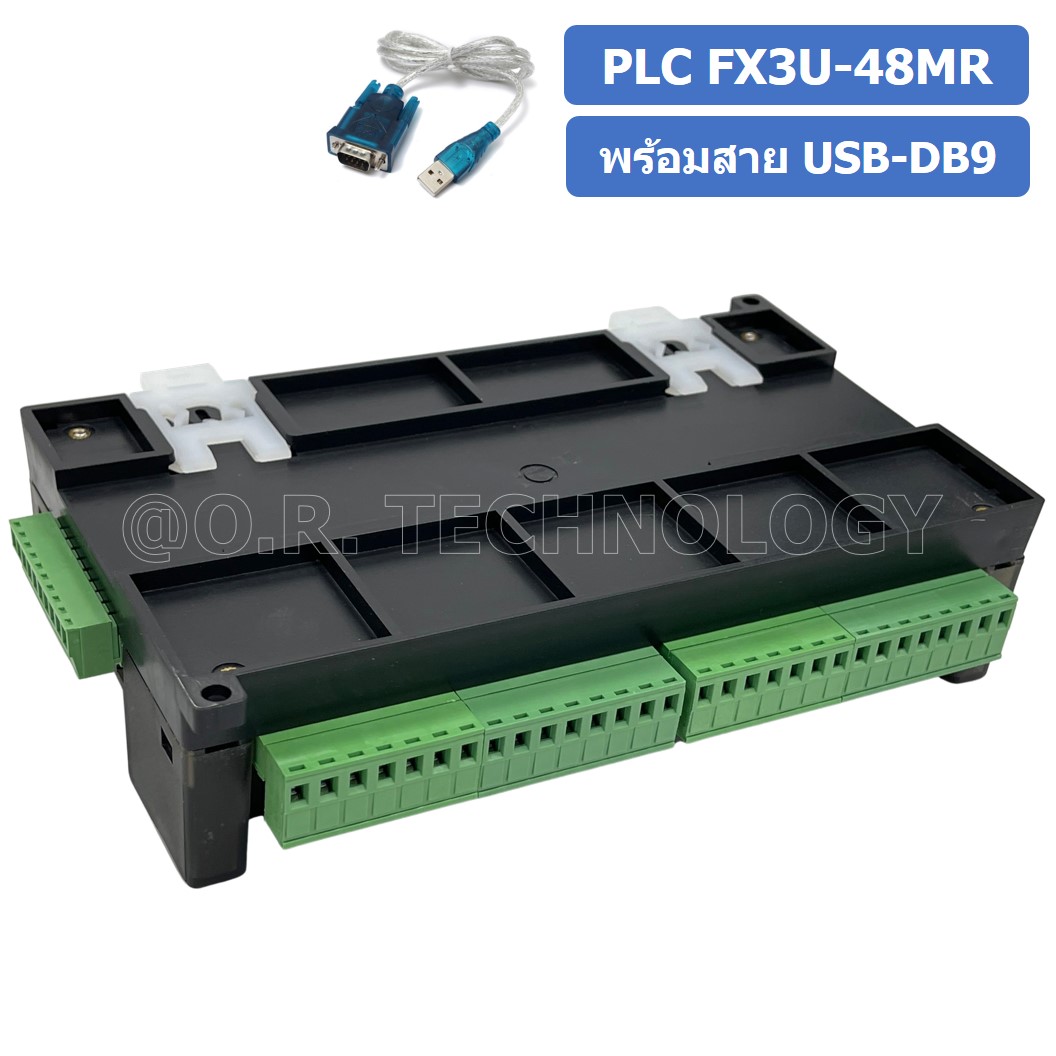 (1ชิ้น) PLC BOARD FX3U-48MR+สาย บอร์ดควบคุมอุตสาหกรรม พร้อมสาย USB-DB9 RS232 with cable