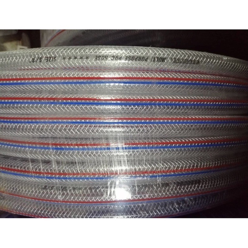 สายยางใสเสริมใยเชือกถัก สายแก๊สLPG ต่อกับถังปิคนิก หนาอย่างดี ทนแรงดัน