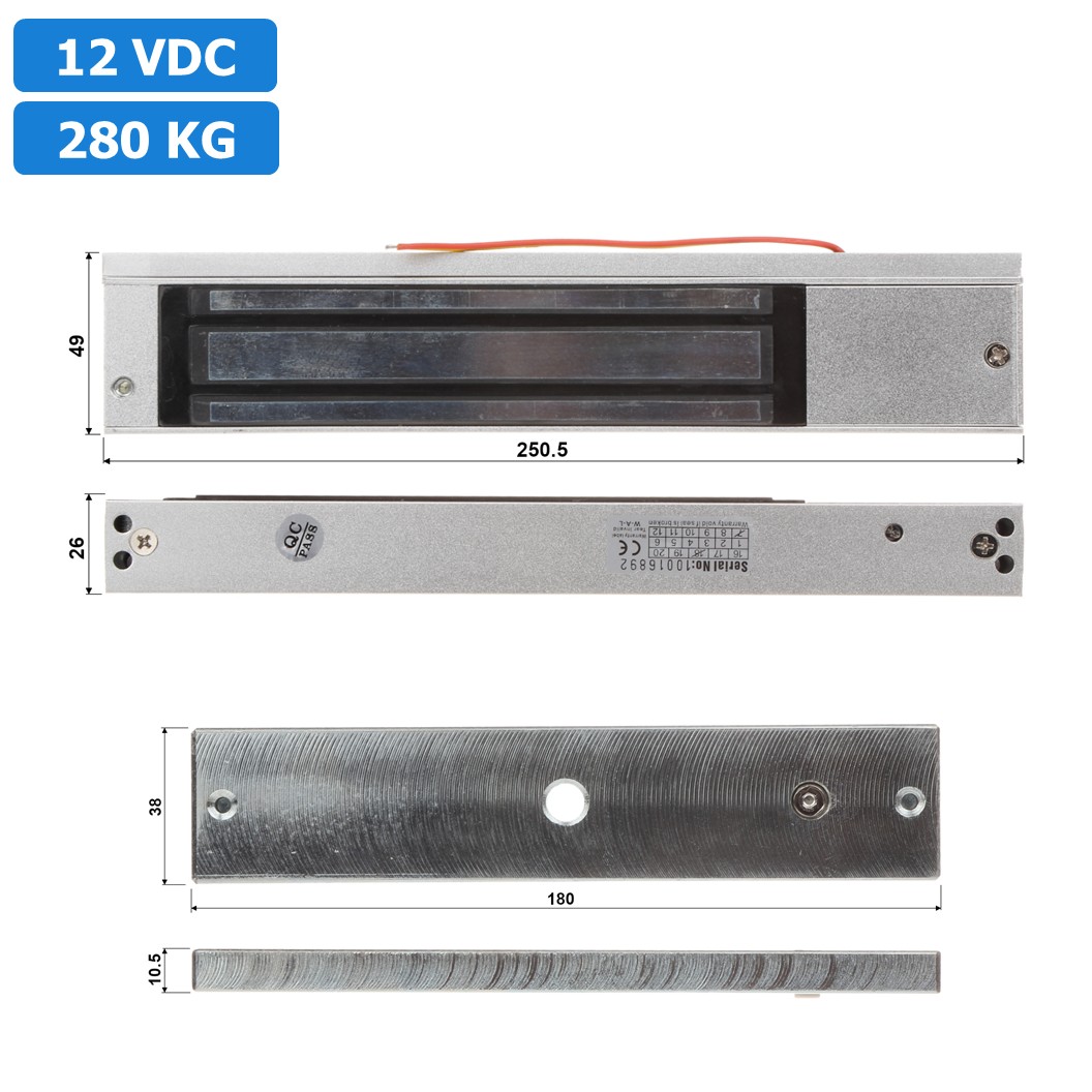SY-L280S 12V 280kg ประตูแม่เหล็กไฟฟ้า โซลินอยด์ล็อค Electromagnetic lock 280KG 12VDC Solenoid lock กลอนประตูไฟฟ้า กลอนไฟฟ้า Electric Sucktion door lock Electromagnet