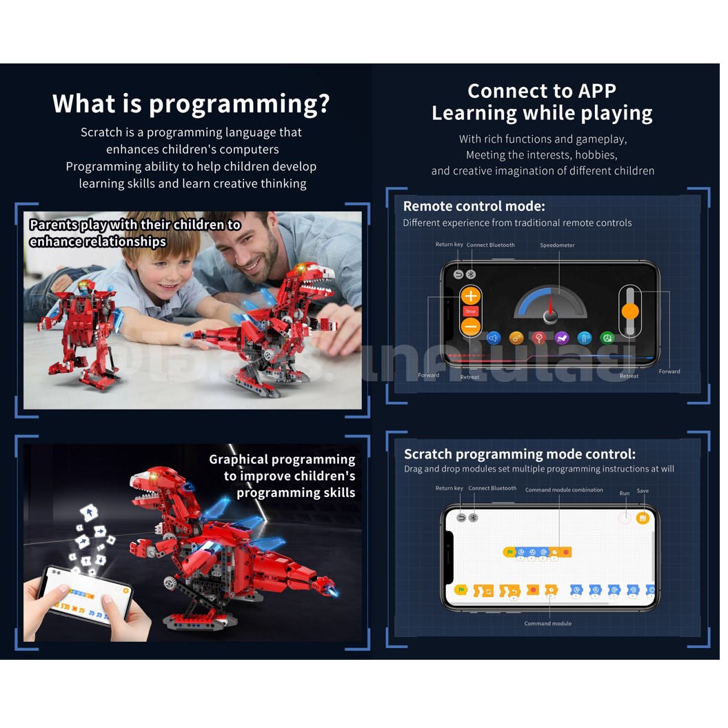 KEEYEE WORLD K96172 ตัวต่อเสริมทักษะ 2 in 1 DINOSAUR ของเล่นเสริมทักษะ ตัวต่อ Building Block STEAM Education Programmable Robot