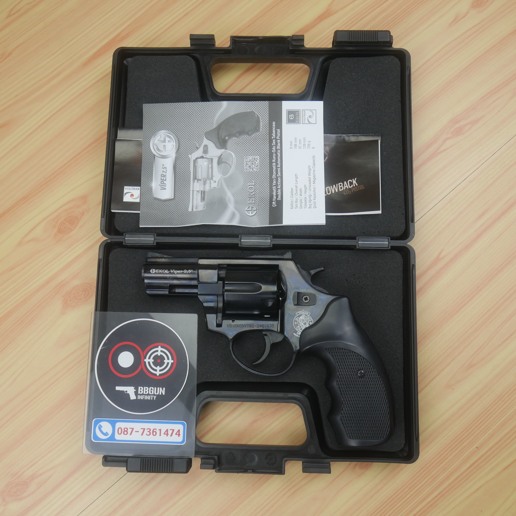 EKOL VIPER 2.5" BLACK แบลงค์กัน ลูกโม่ 2.5 นิ้ว สีดำ Smith & Wesson Revolver BLANK GUN