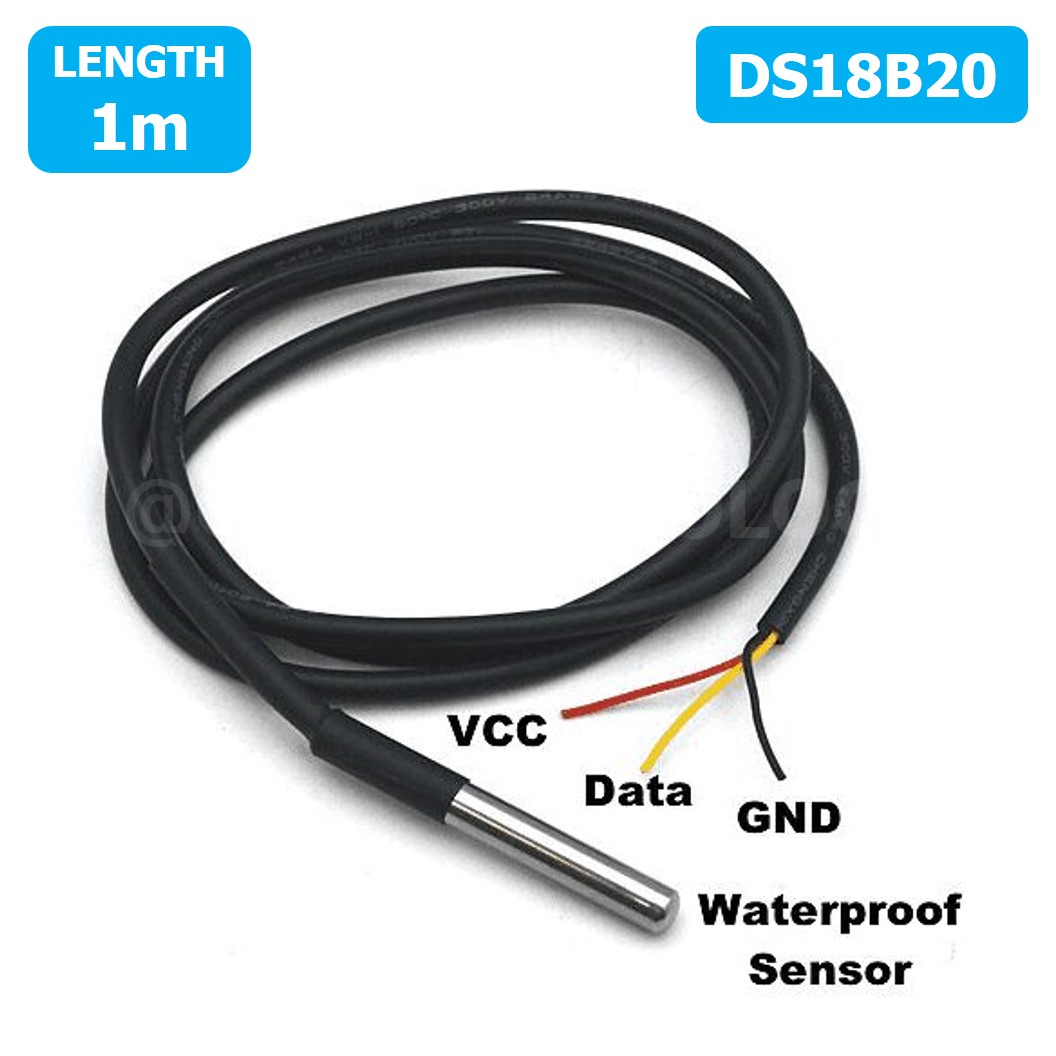AB041 เซนเซอร์วัดอุณหภูมิ แบบกันน้ำ DS18B20 ยาว 1m IP67 Waterproof Digital Thermal Probe Temperature Sensor (-55°C to 125°C)