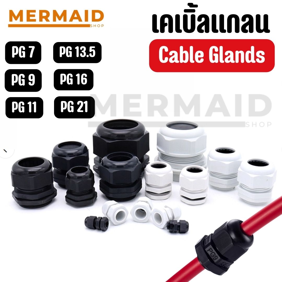 [ 1 ชิ้น ] เคเบิลแกลน Cable Glands PG7,PG9,PG11,PG13.5,PG16,PG21 สินค้าในไทย มีของพร้อมส่ง