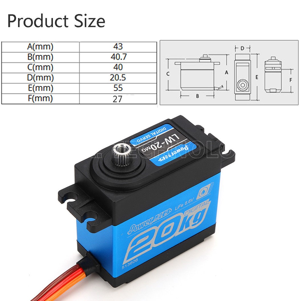 (1ชิ้น) JD036 เซอร์โว กันน้ำ Power HD LW-20MG 20Kg Waterproof High Torque Digital Servo with Metal Gear for RC