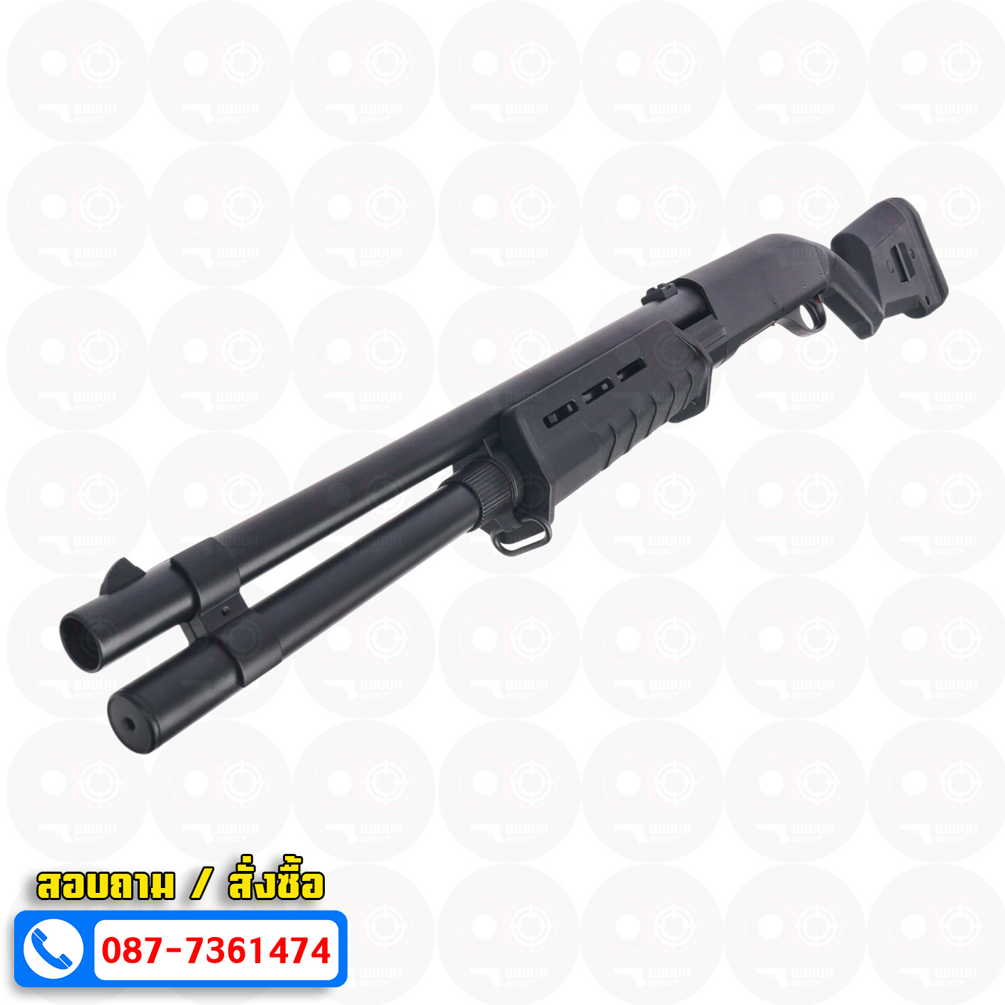 บีบีกันปืนลูกซอง Cyma CM355L M870 Long Magpul สีดำ (ชักยิงทีละ 3 นัด)