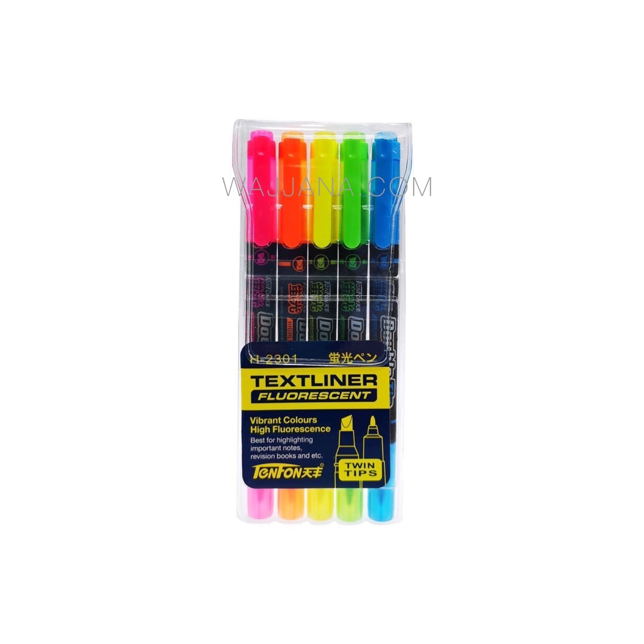 ปากกาเน้นข้อความ 2 หัว 5 สี H-2301