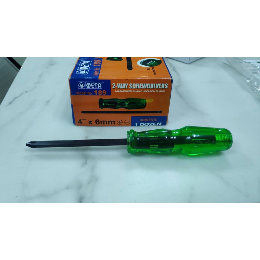 ไขควงสลับ ตอกได้ ชุบดำ META ขนาด 4" กับ 6'' ไขควงแฉกและแบน(ราคารวมแวท กล่องละ 12 อัน)