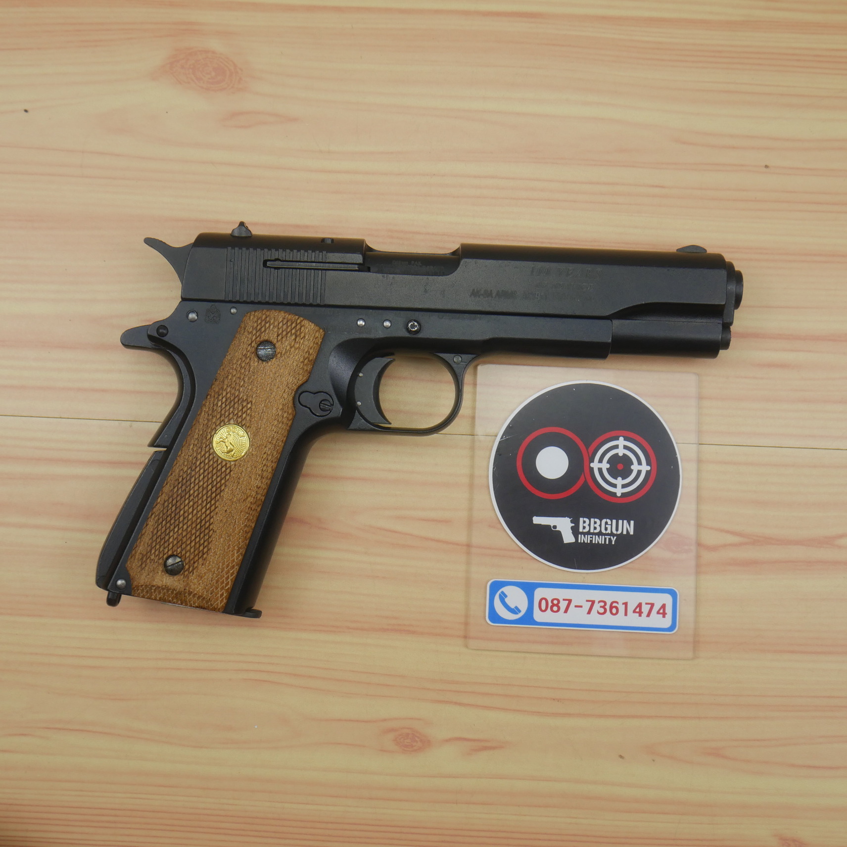 แบลงค์กัน AKSA Colt 1911 A1 100 Years สีดำ กริปไม้ (2 แม็กกาซีน) BLANK GUN