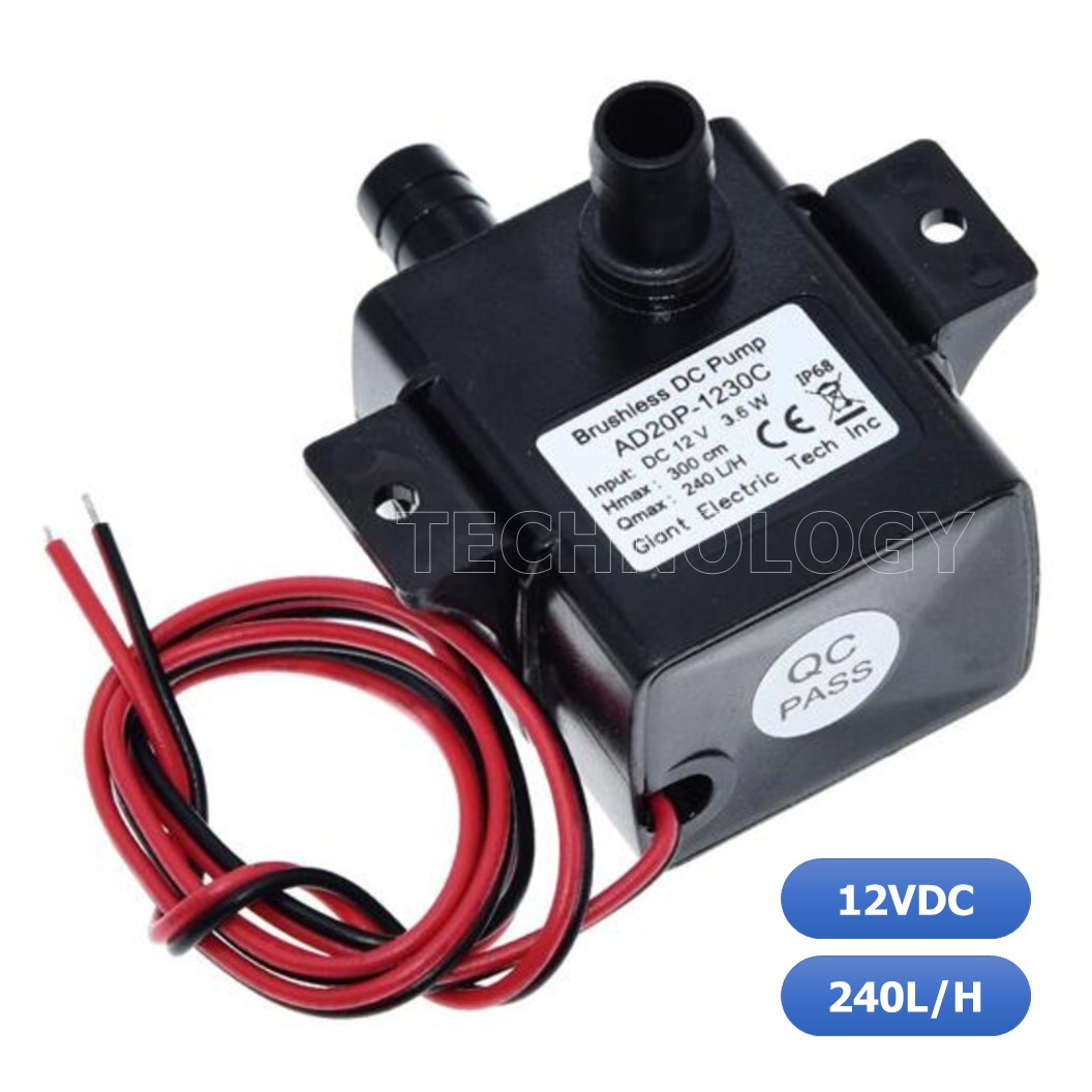 (1ชิ้น) NC496 ปั้มน้ำ ขนาดเล็ก ชนิดเงียบพิเศษ AD20P-1230C Ultra-Quiet DC 12V Brushless Submersible Water Pump with Cable 45cm, 240L/H