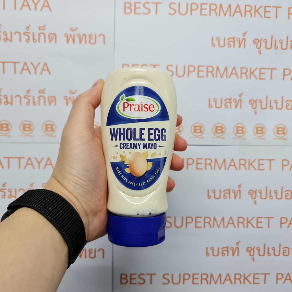 เพรส เรียล โฮลเอ้ก ครีมมี่ มายองเนส 335 กรัม Praise Whole Egg Creamy Mayonnaise 335 g.