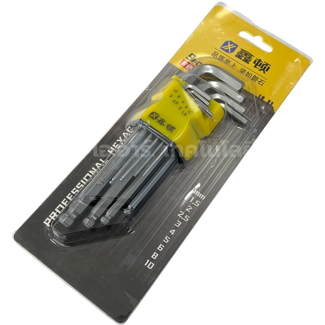 HEX-009 ชุดประแจหกเหลี่ยม หัวบอล 9ชิ้น Hex Wrench set 9pcs Hex Key Allen wrench ประแจ 6เหลี่ยม Hexagon ประแจแอล ชุดประแจ งานช่าง งานซ่อม