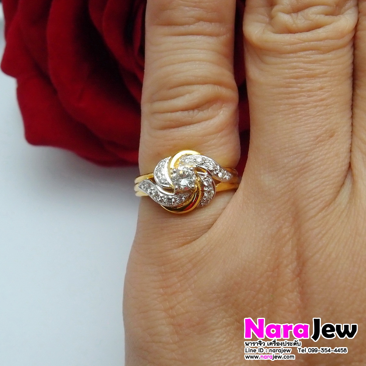 แหวนเพชร เม็ดชู 20 ตัง ล้อมเพชรแท้ 24 ตัง รวมทั้งวง 44 ตัง