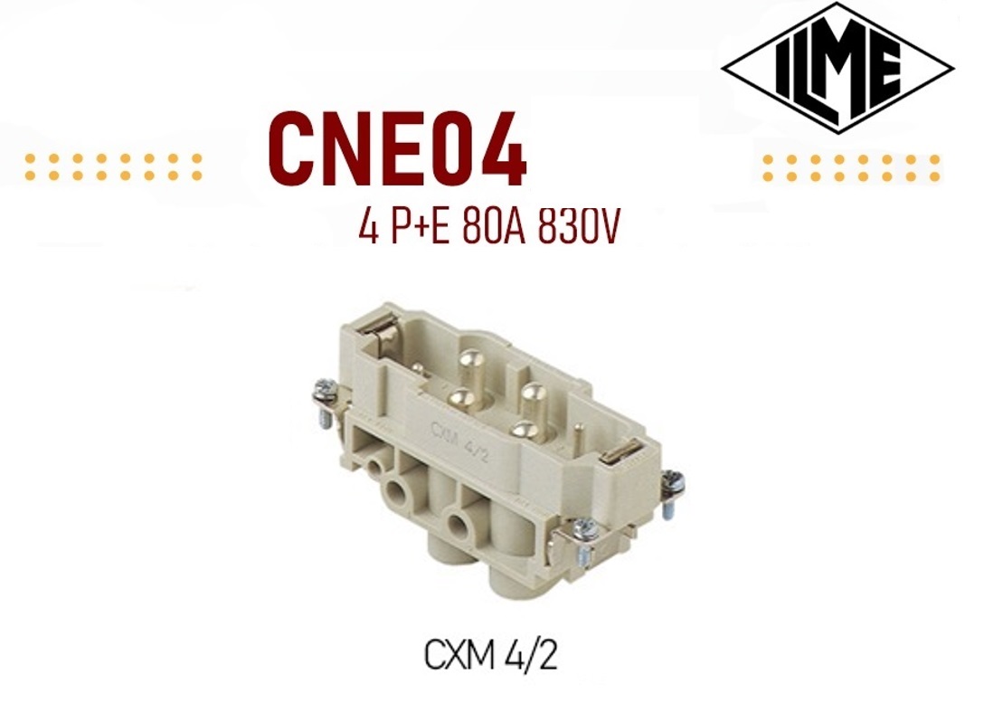 CXM 4/2 Male Insert heavy duty connector 4Pole(80A)+2pole(16A) 400V/690V ILME