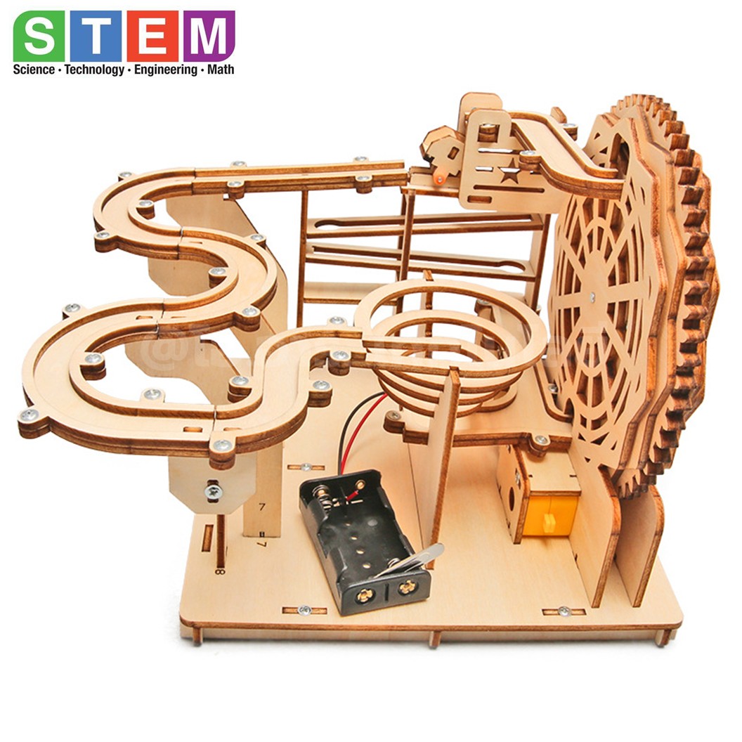 T-M283 ชุดประกอบไม้ บอลเขาวงกตไฟฟ้า Electric Roller Coaster Ball Puzzle Wooden Kit STEM Education ของเล่นเสริมทักษะ เสริมพัฒนาการ ชุดเรียนรู้ ชุดทดลอง Rolling Ball