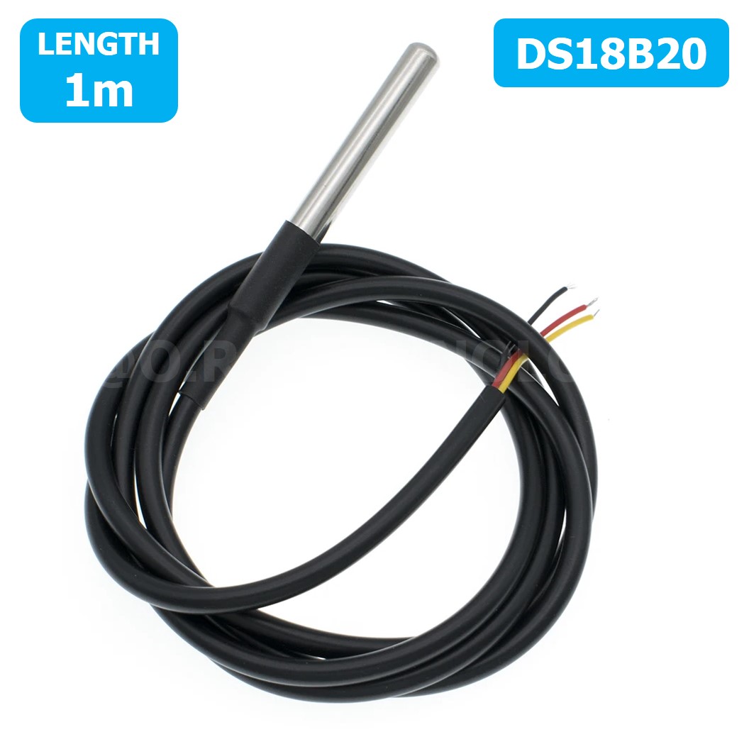 DS18B20 เซนเซอร์วัดอุณหภูมิ แบบกันน้ำ ยาว 1m/2m/5m IP67 Waterproof Digital Thermal Probe Temperature Sensor (-55°C to 125°C) สายวัดอุณหภูมิ / ตัวแปลงสัญญาณ