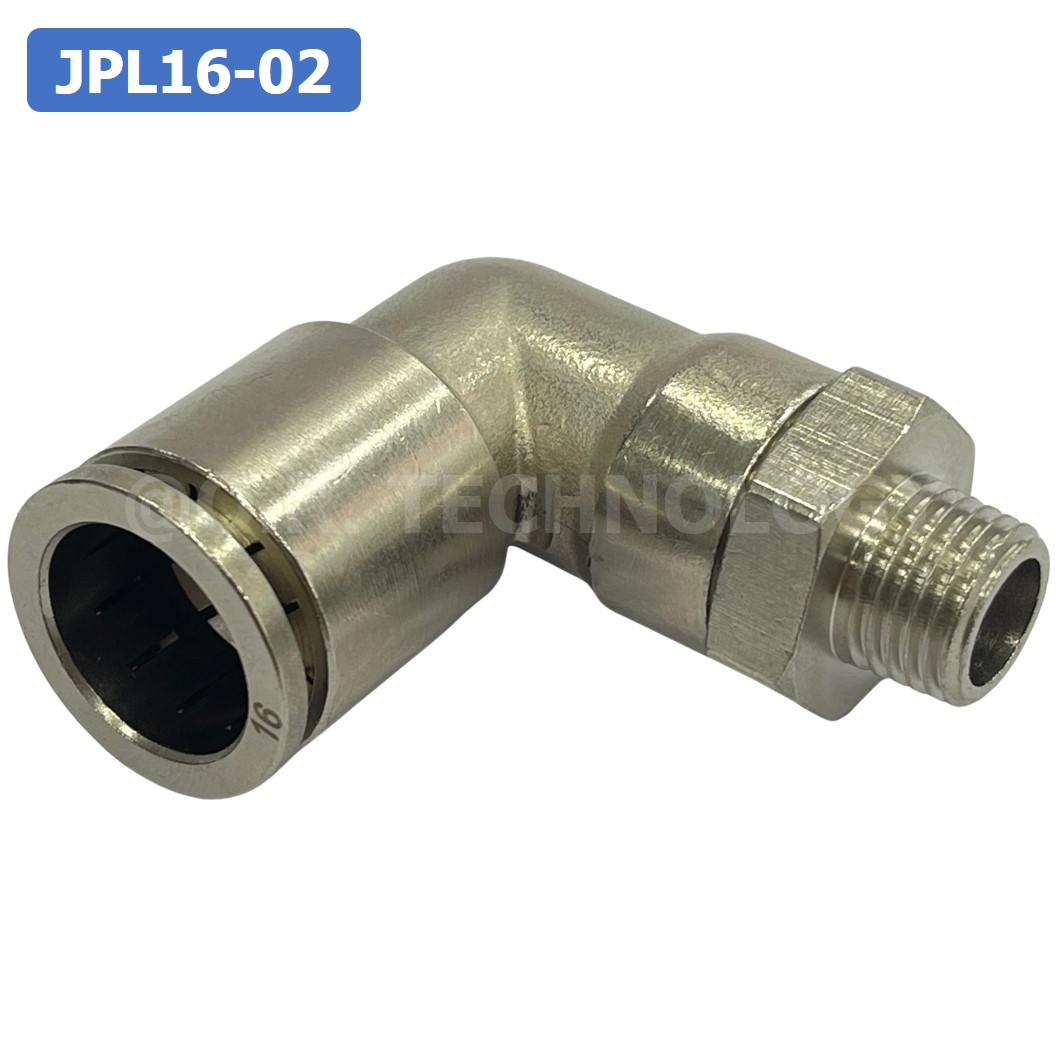 (1ชิ้น) JPL16-02 ข้อต่อลม เกลียวนอก งอ90° สแตนเลส STAINLESS Male Thread Elbow Pipe Quick Fittings Connector ข้อต่อลมสแตนเลส ข้องอ