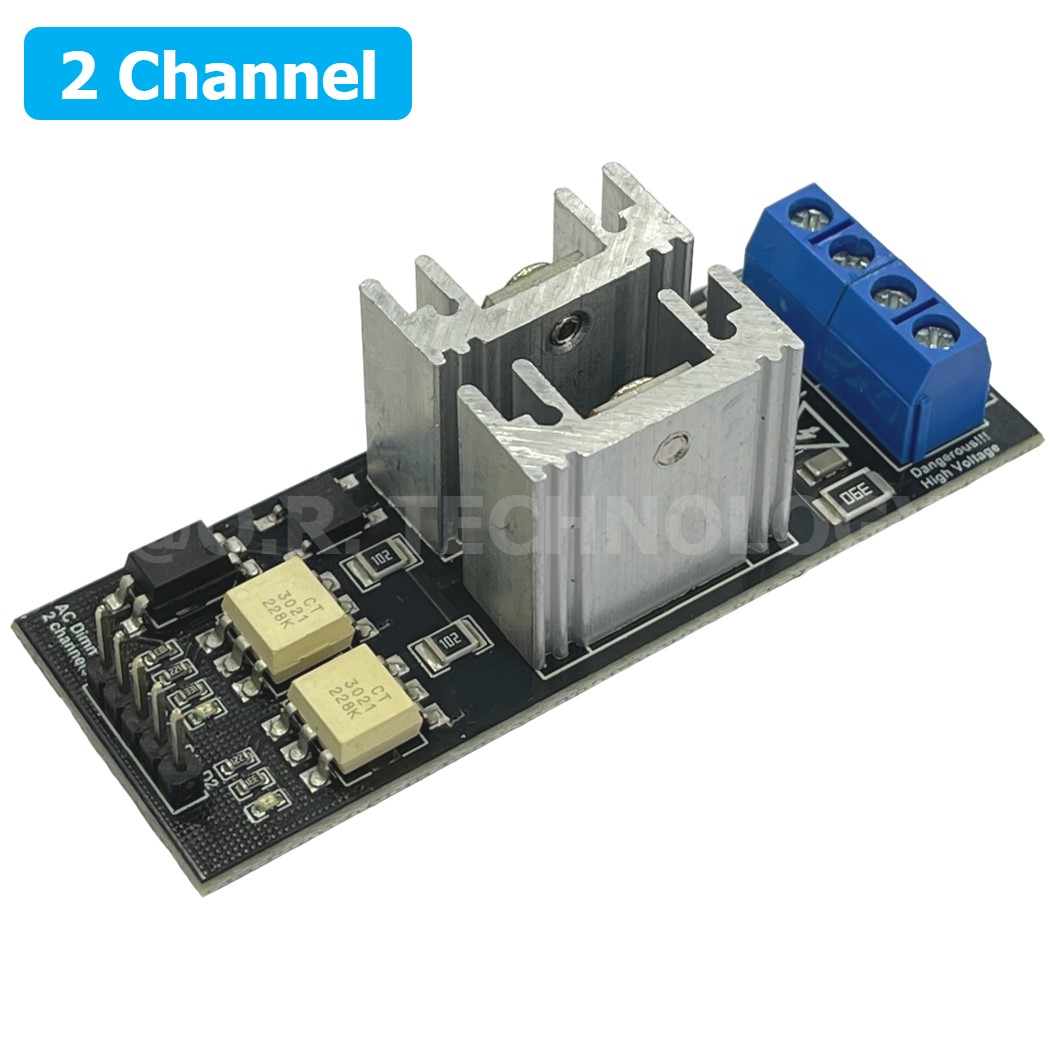 (1ชิ้น) AA634 โมดูลหรี่ไฟ 2 ช่อง AC Dimmer Module PWM control 2 Channel 220VAC 10A โมดูลขับมอเตอร์ สำหรับ Arduino