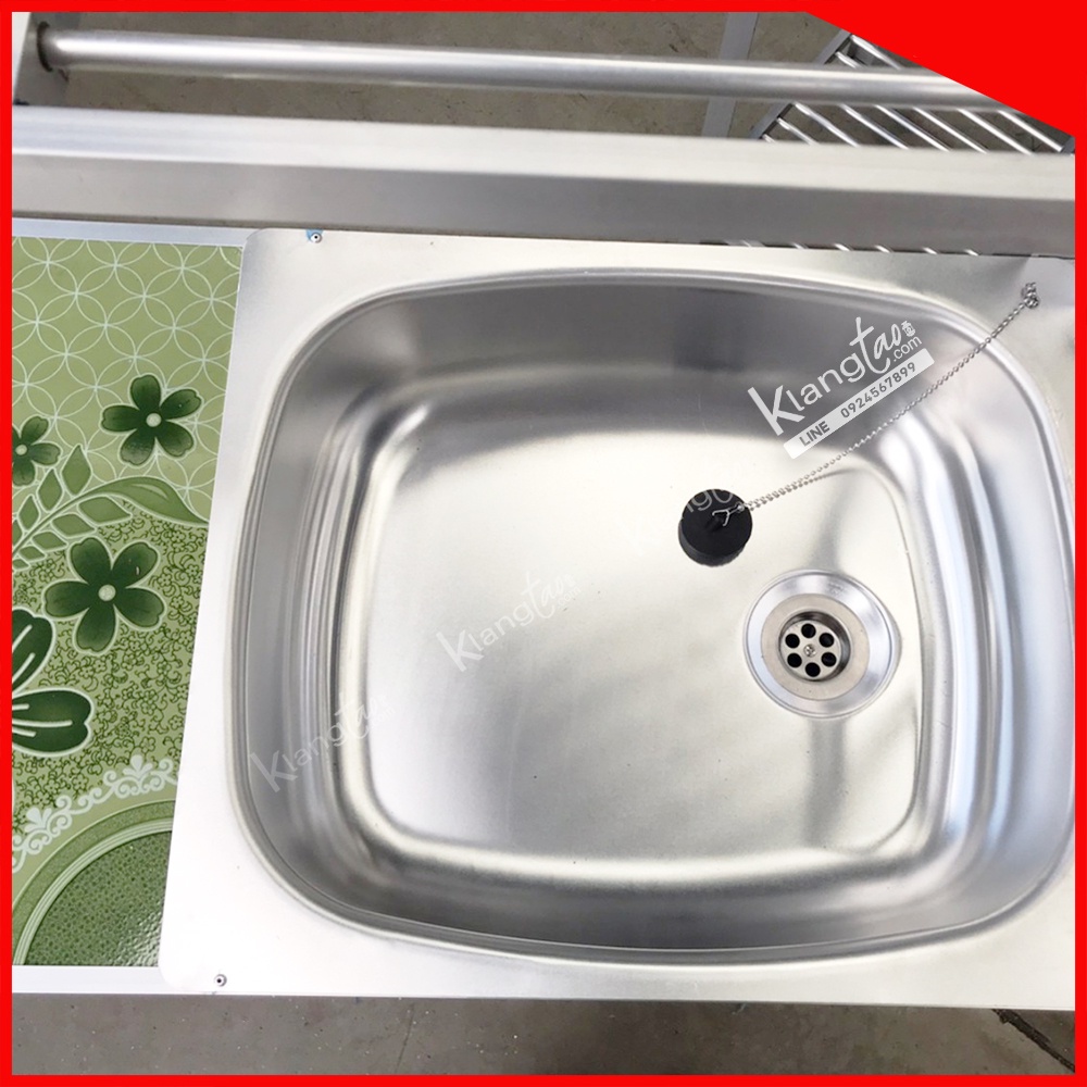 Diamond อ่างล้างจาน ตราเพชร 45x75x125 ซม. 2 ชั้นวาง+ต่อบน ด้านข้างกระเบื้อง | ซิงค์อลูมิเนียม (เลือกก๊อกน้ำได้)