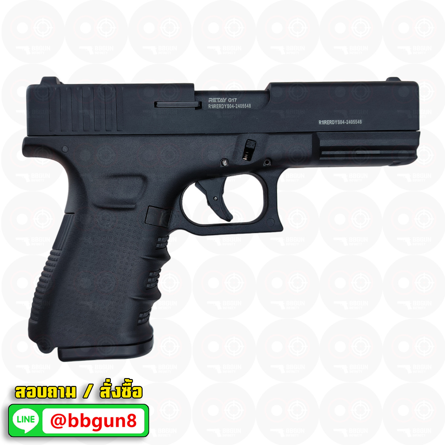 แบลงค์กัน RETAY GLOCK 19C Gen 4 ดำ ไม่เจาะพอร์ต BLANKGUN ( 2 แม็กกาซีน + กล่องใส่ปืน)