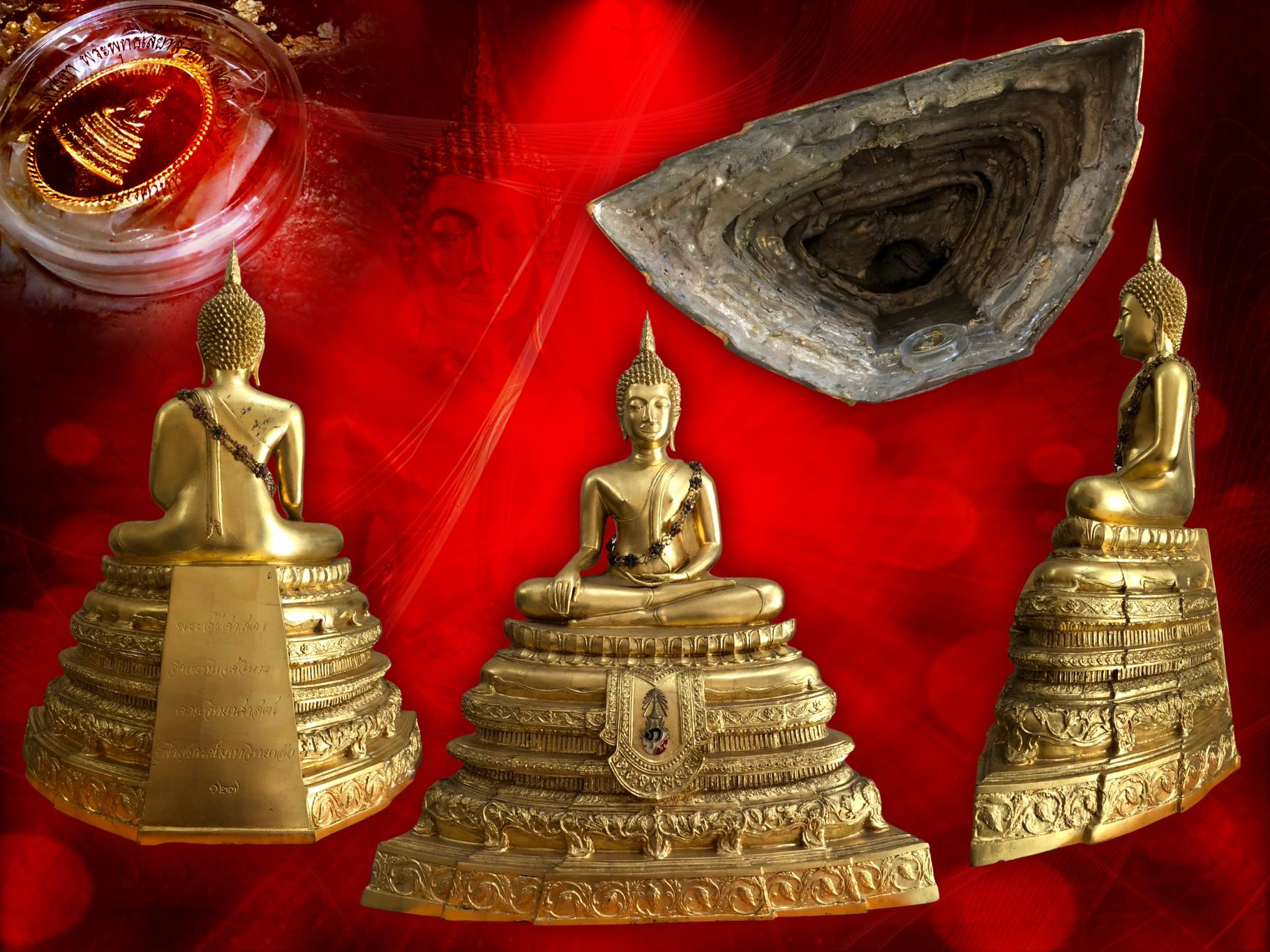 พระศรีศาสดา หนักตัก ๙ นิ้ว ปิดทอง จัดสร้างวาระครบ ๒๐๐ ปี พระบาทสมเด็จพระจอมเกล้าเจ้าอยู่หัว รัชกาลที่ ๔ จัดสร้างจำนวน ๙๙๙ องค์ โดยคณะวิทยาศาสตร์ จุฬาลงกรณ์มหาวิทยาลัย......องค์นี้ NO. ๑๒๗