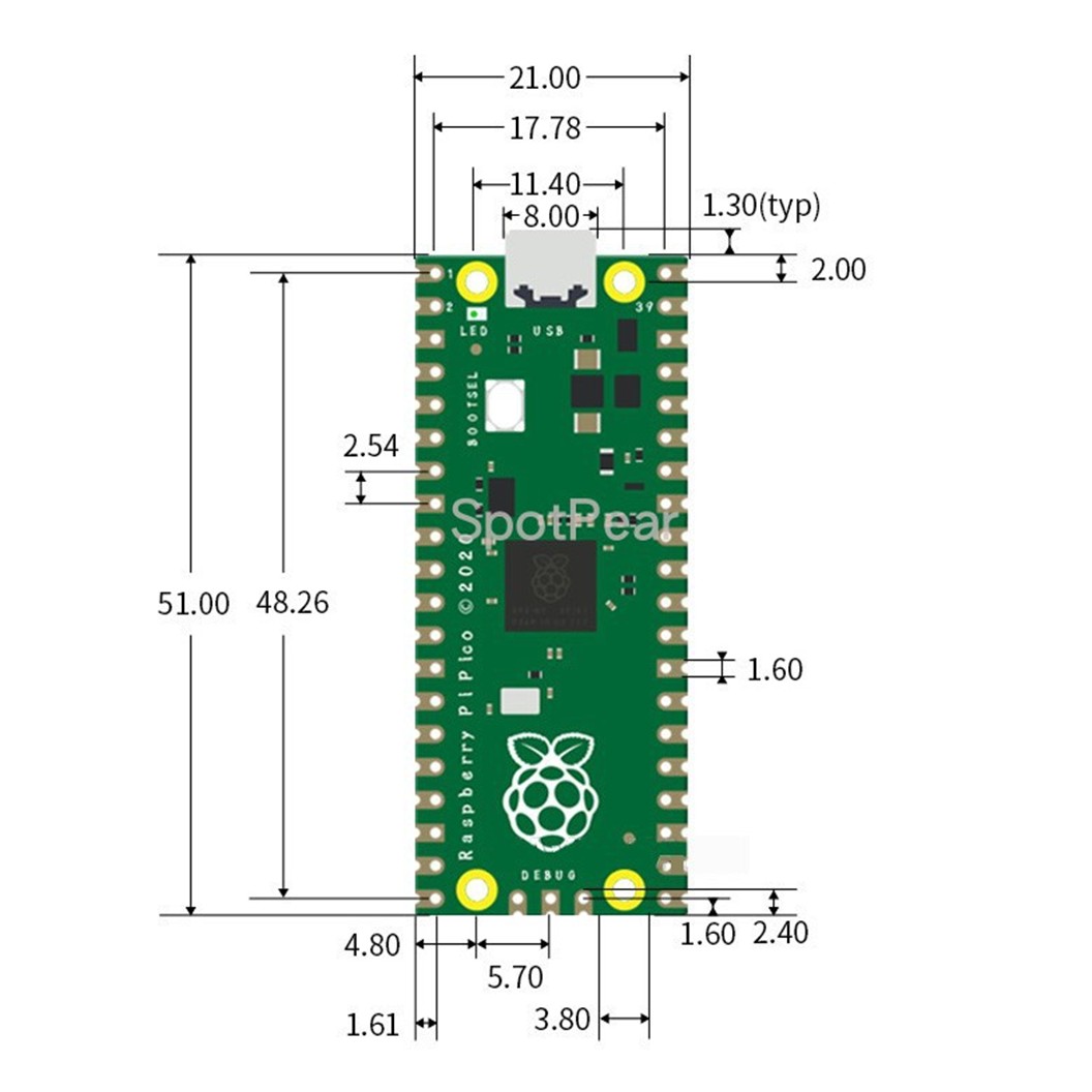 บอร์ด Raspberry Pi Pico RP2040 Dual-core supports Python Development board ราสเบอร์รี่ พาย ราสเบอร์รี่พาย แบบไม่บัดกรีขา/บัดกรีขา Solderless/Soldered